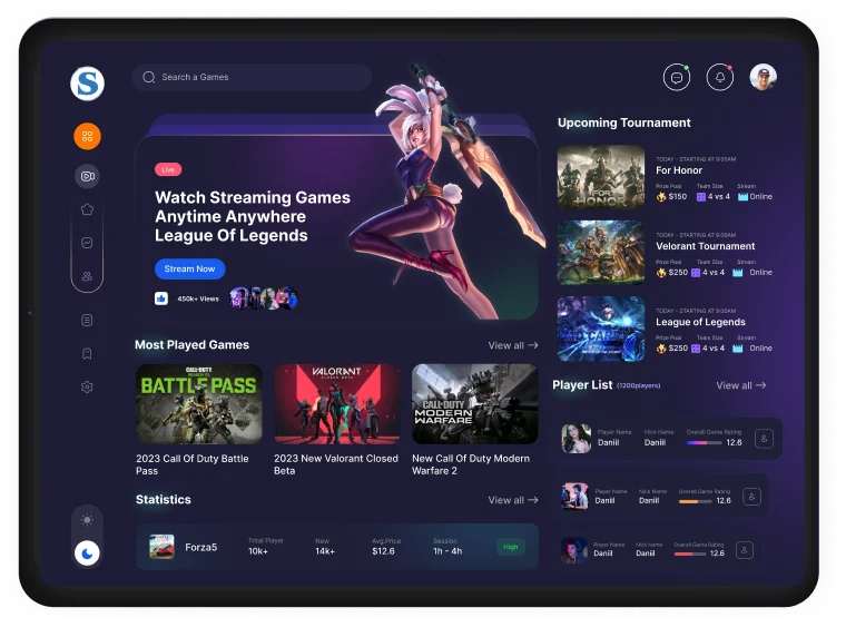 banner-gaming-dashboard-web-development-portfolio-bmv-system-integration